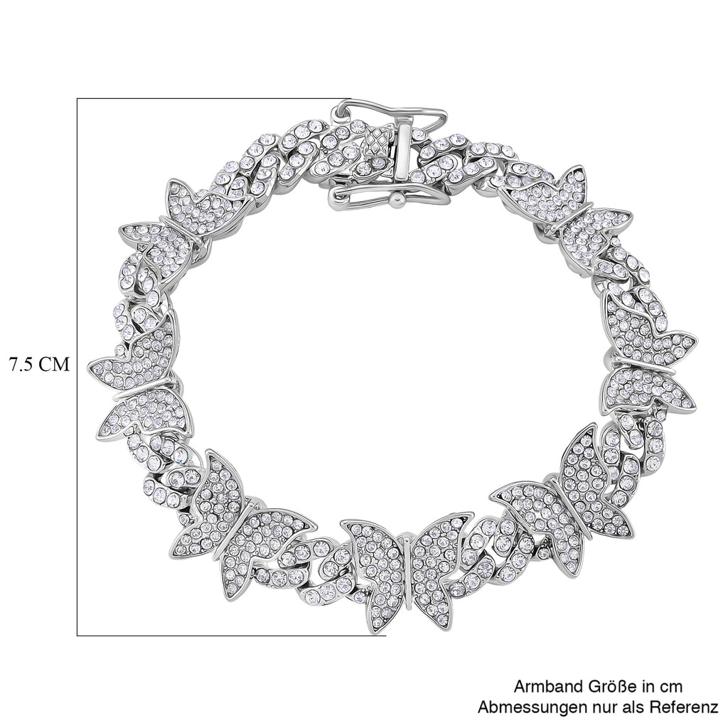 Weißer Kristall Armband ca. 19 cm, Silberfarben