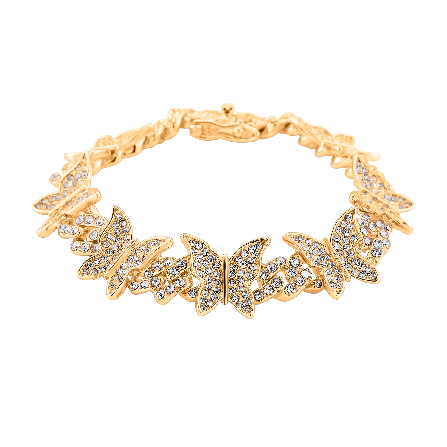 Weißer Kristall Armband ca. 19 cm, Goldfarben