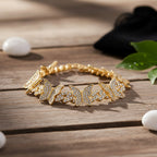 Weißer Kristall Armband ca. 19 cm, Goldfarben