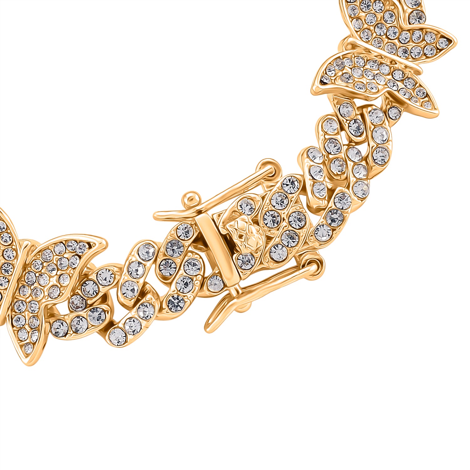 Weißer Kristall Armband ca. 19 cm, Goldfarben