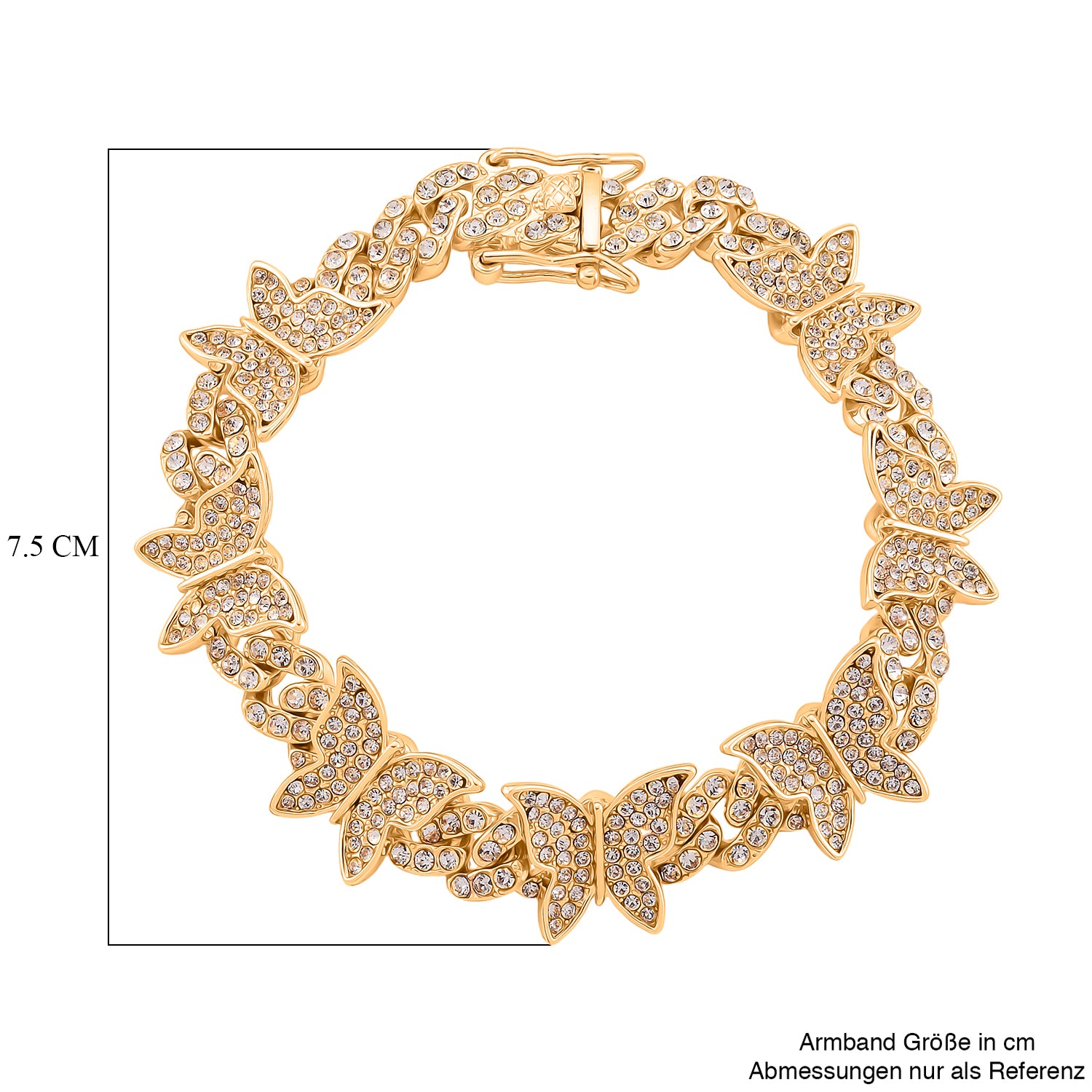 Weißer Kristall Armband ca. 19 cm, Goldfarben