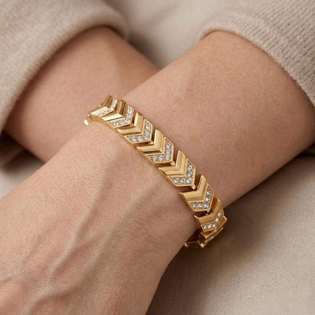 Weißer Kristall Armband ca. 19 cm Std Gelb