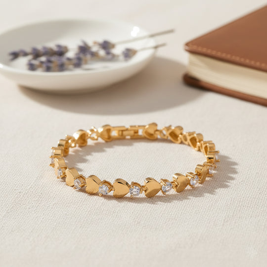 Weißer Kristall Armband ca. 19 cm, goldfarben