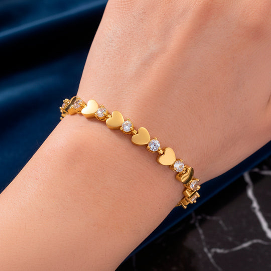 Weißer Kristall Armband ca. 19 cm, goldfarben