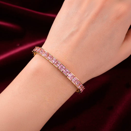 Weißer Zirkonia Armband ca. 18 cm mit 2.5 cm extender, goldfarben