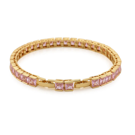 Weißer Zirkonia Armband ca. 18 cm mit 2.5 cm extender, goldfarben