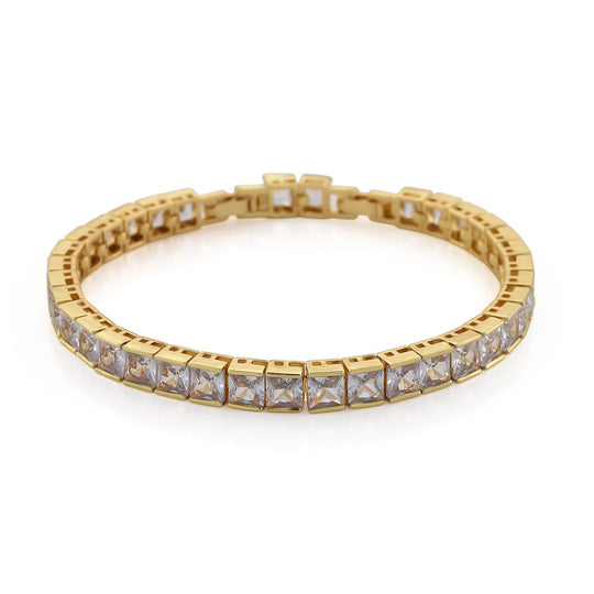 Weißer Zirkonia Armband ca. 18 cm mit 2.5 cm extender, goldfarben
