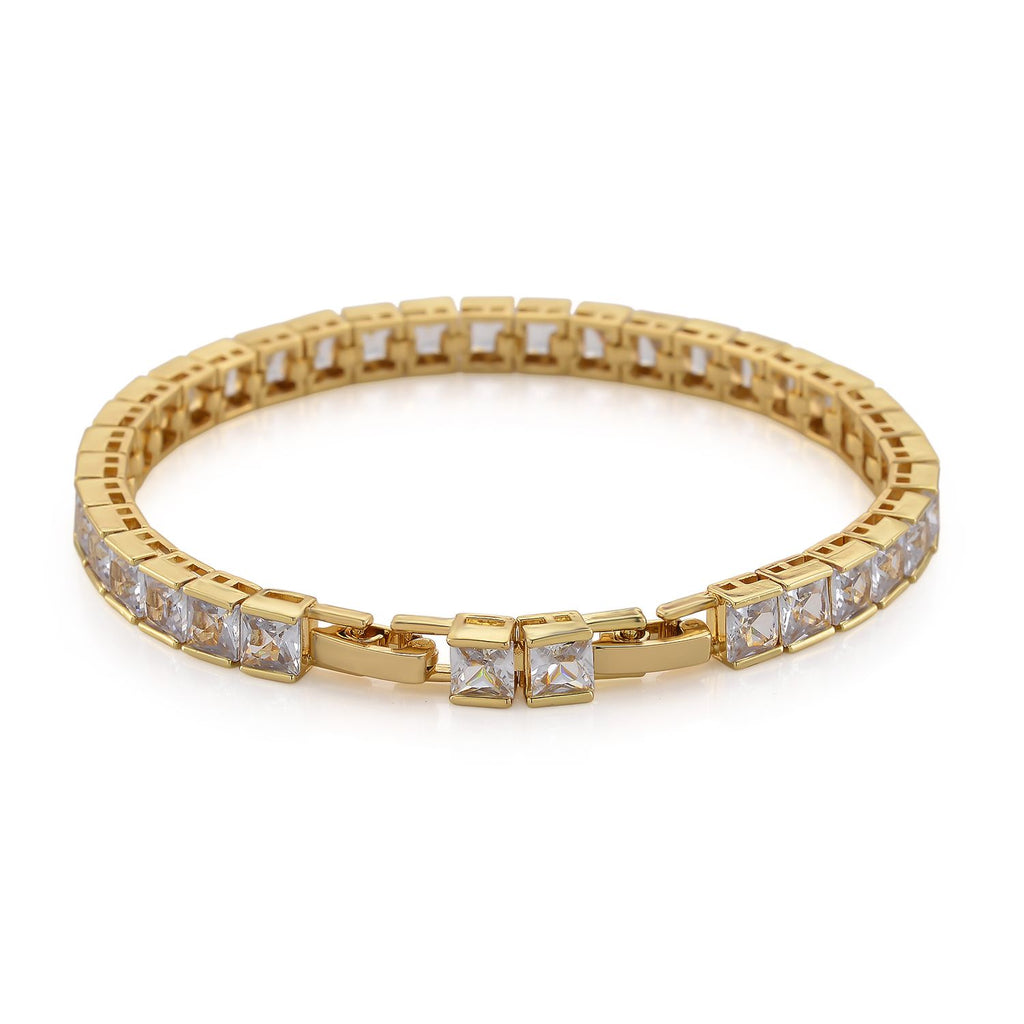 Gelber kubisches Zirkonia Armband ca. 18 cm mit 2.5 cm verlängerung, Goldfarben