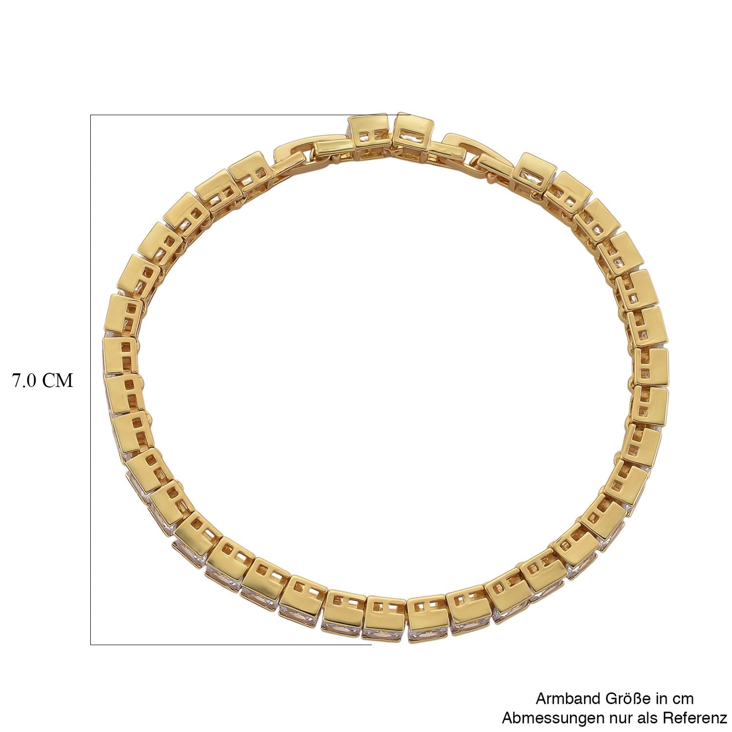Gelber kubisches Zirkonia Armband ca. 18 cm mit 2.5 cm verlängerung, Goldfarben