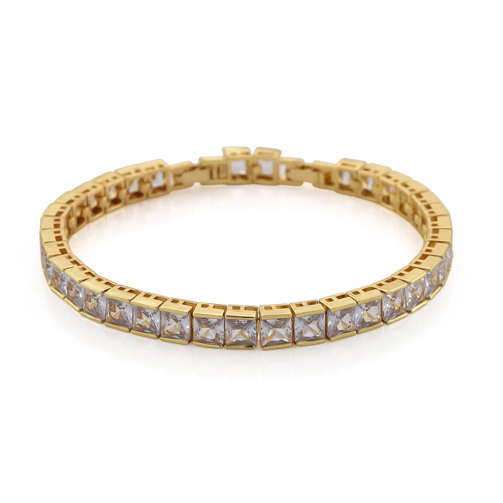 Gelber kubisches Zirkonia Armband ca. 18 cm mit 2.5 cm verlängerung, Goldfarben