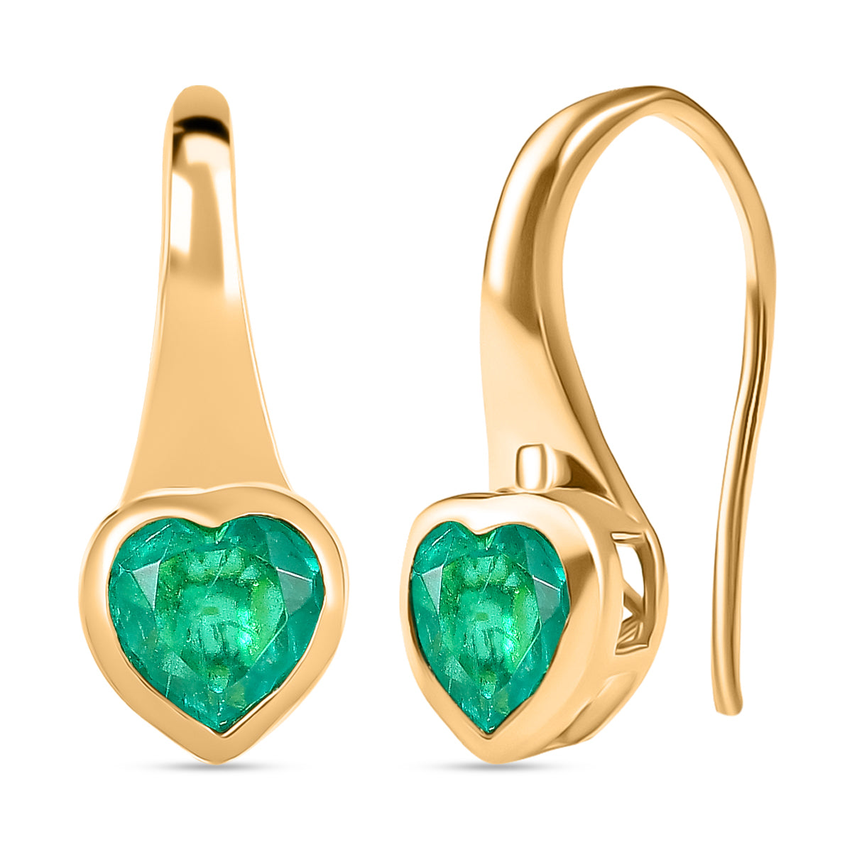 D'Joy Smaragd-Quarz Triplette Ohrringe 925 Silber 750 Gelb Vergoldet ca. 1,82 ct.