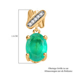 D'Joy Smaragd-Quarz Triplette, Weißer Zirkon Ohrringe 925 Silber 750 Gelb Vergoldet ca. 2.89 ct