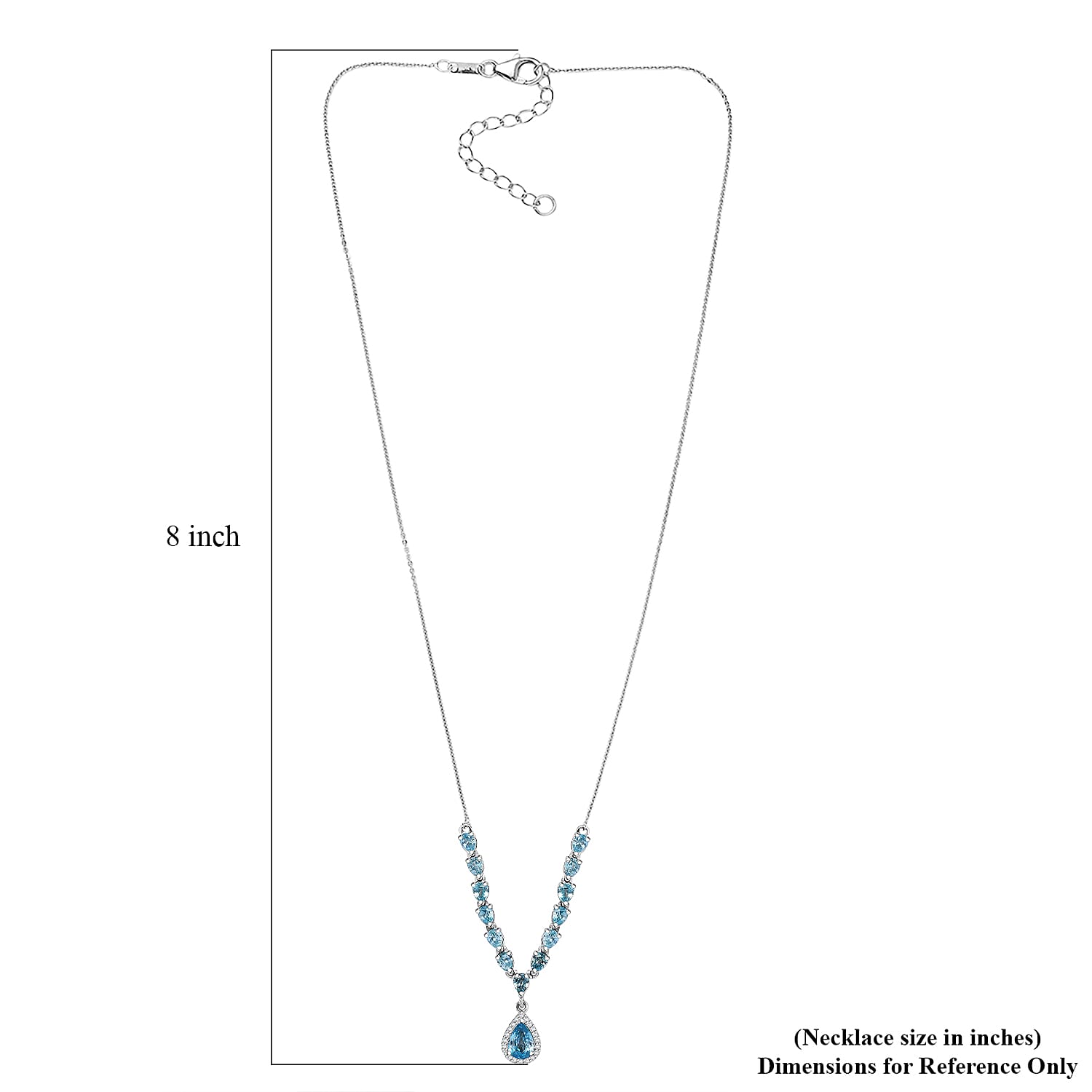 D'Joy AA Blauer Zirkon Halskette ca. 45 cm 925 Silber rhodiniert ca. 4.07 ct