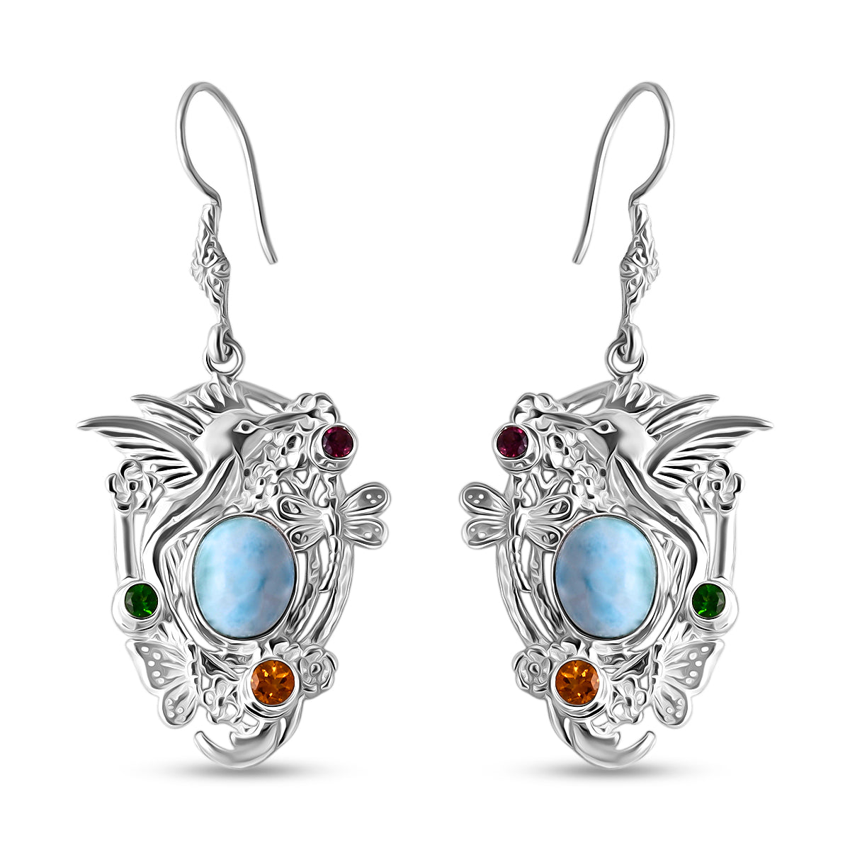 D'Joy Royal Bali Larimar, Citrin Ohrringe 925 Silber ca. 9.76 ct