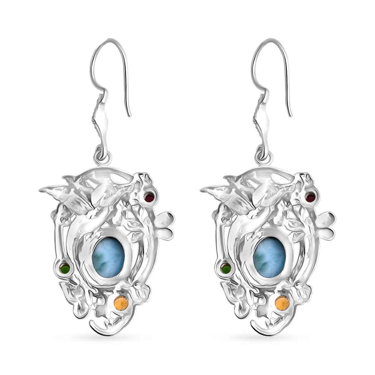 D'Joy Royal Bali Larimar, Citrin Ohrringe 925 Silber ca. 9.76 ct