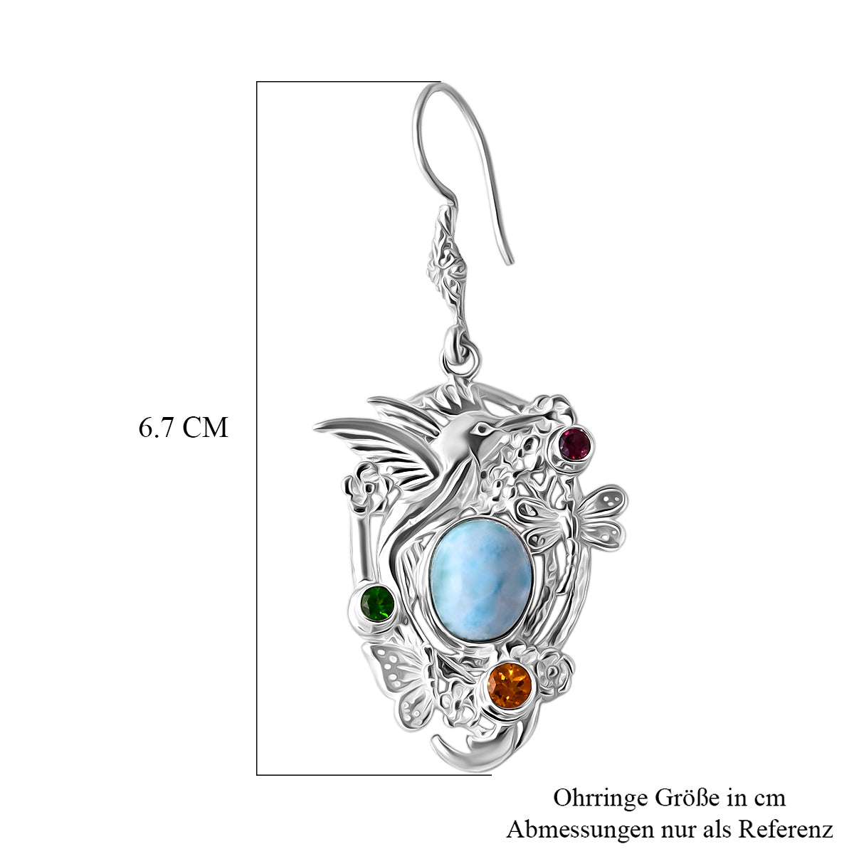 D'Joy Royal Bali Larimar, Citrin Ohrringe 925 Silber ca. 9.76 ct