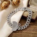 DESIGNER INSPIRIERT Weißer Kristall Armband ca. 19 cm, Silberfarben