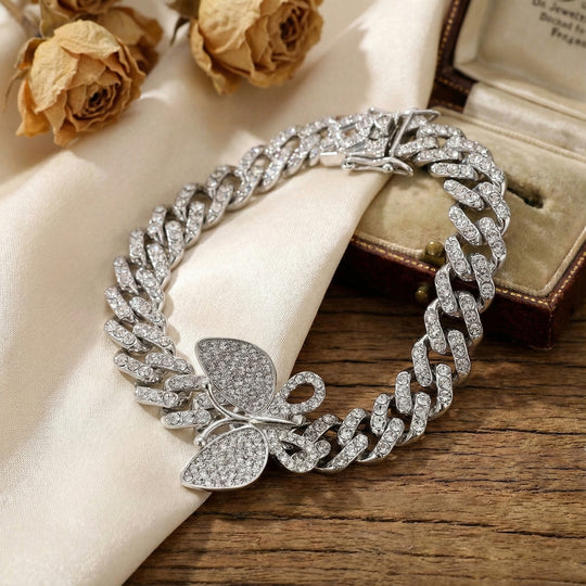 DESIGNER INSPIRIERT Weißer Kristall Armband ca. 19 cm, Silberfarben