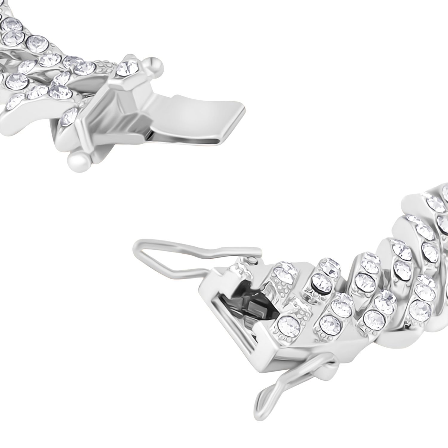 DESIGNER INSPIRIERT Weißer Kristall Armband ca. 19 cm, Silberfarben