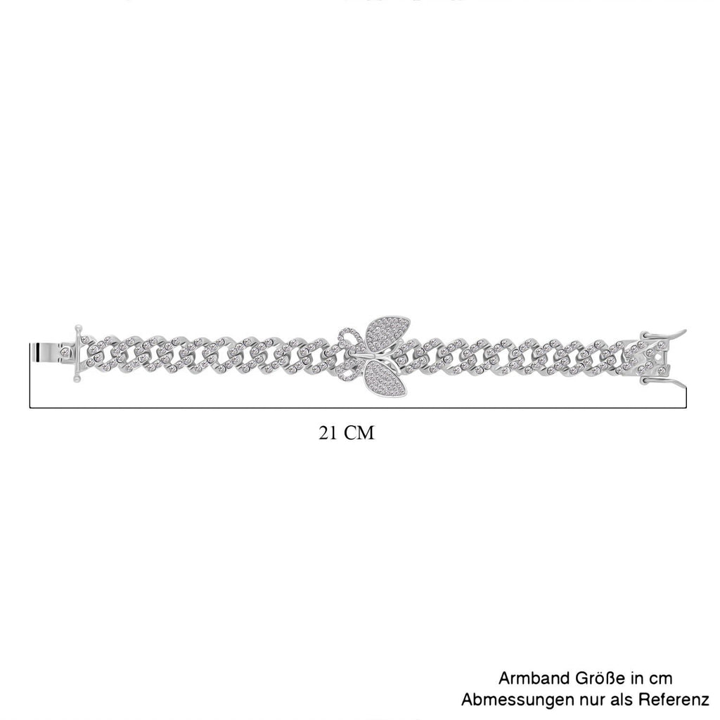 DESIGNER INSPIRIERT Weißer Kristall Armband ca. 19 cm, Silberfarben