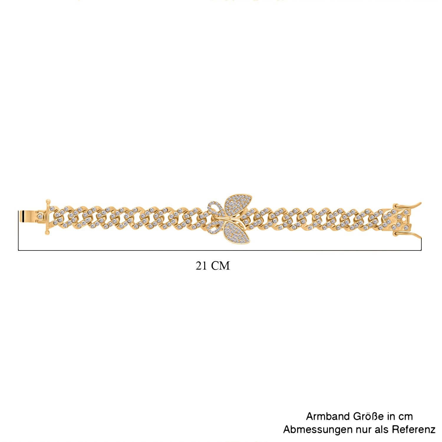 DESIGNER INSPIRIERT Weißer Kristall Armband ca. 19 cm, goldfarben