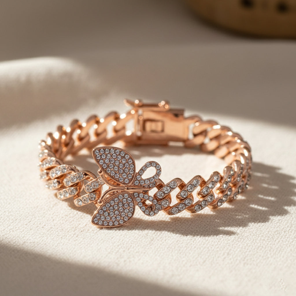 DESIGNER INSPIRIERT Weißer Kristall Armband ca. 19 cm, Rosefarben