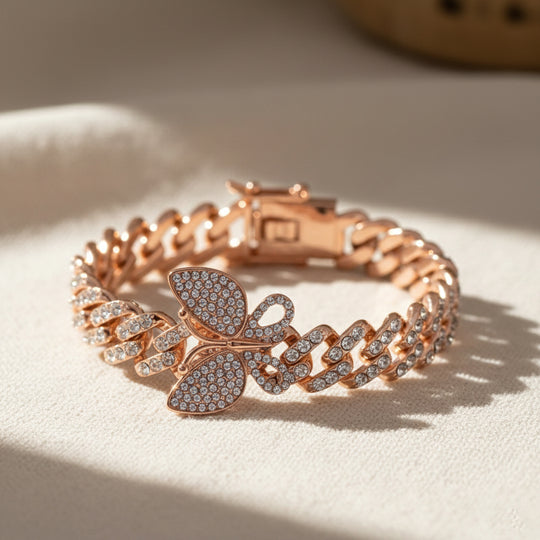 DESIGNER INSPIRIERT Weißer Kristall Armband ca. 19 cm, Rosefarben