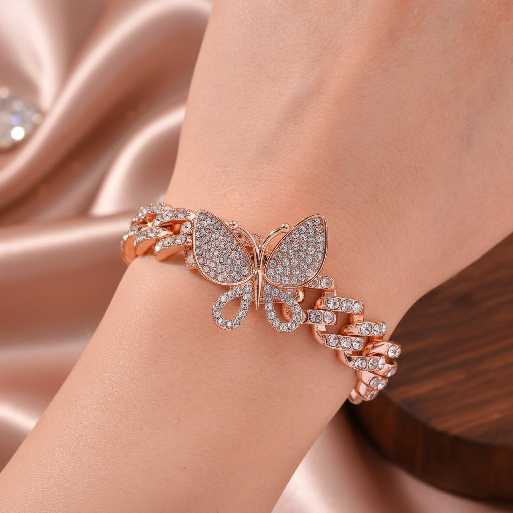 DESIGNER INSPIRIERT Weißer Kristall Armband ca. 19 cm, Rosefarben