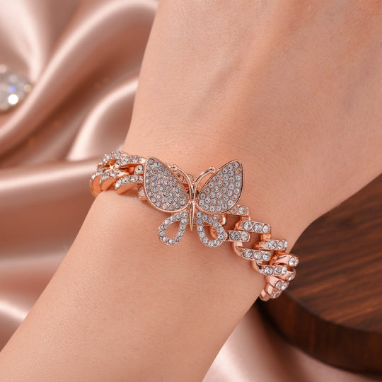 DESIGNER INSPIRIERT Weißer Kristall Armband ca. 19 cm, Rosefarben