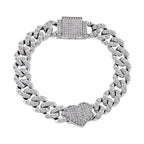 Weißer Kristall Armband, Herz-Motiv, ca. 19 cm