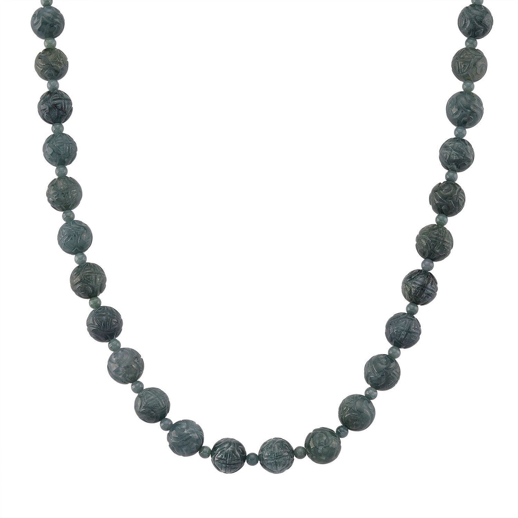 D'Joy EXTREM SELTEN - Natürlicher Olmek Jadeit Halskette, ca. 45 cm + 5cm Extender, 925 Silber rhodiniert ca. 400.00 ct