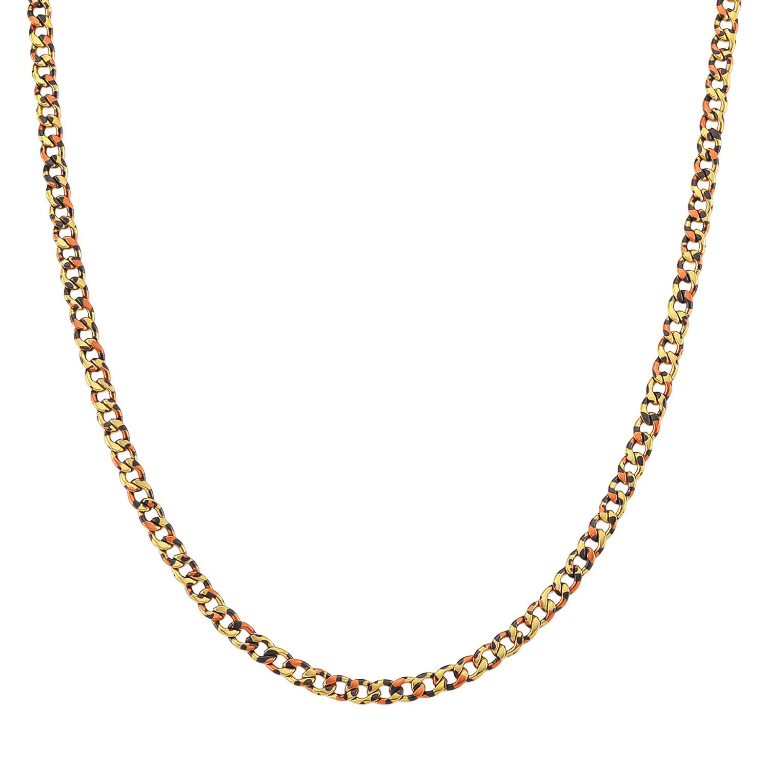 Leoparden-Print Panzer Halskette aus 316L Edelstahl mit Goldplattierung, ca. 50 cm + 5 cm Extender