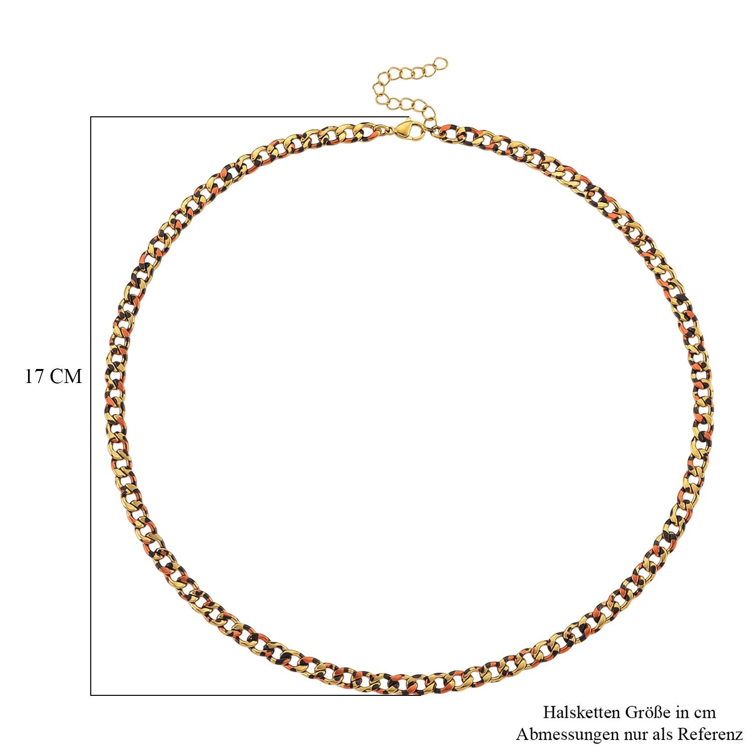 Leoparden-Print Panzer Halskette aus 316L Edelstahl mit Goldplattierung, ca. 50 cm + 5 cm Extender