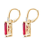 D'joy Lab Grown Padparadscha-Saphir, Weißer Zirkon Ohrringe 925 Silber 750 Gelbgold Vermeil ca. 5.43 ct