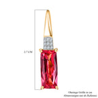 D'joy Lab Grown Padparadscha-Saphir, Weißer Zirkon Ohrringe 925 Silber 750 Gelbgold Vermeil ca. 5.43 ct