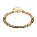 Leoparden-Print Fischgräten Armband aus 316L Edelstahl mit Goldplattierung, ca. 19 cm +3.5 cm Extender