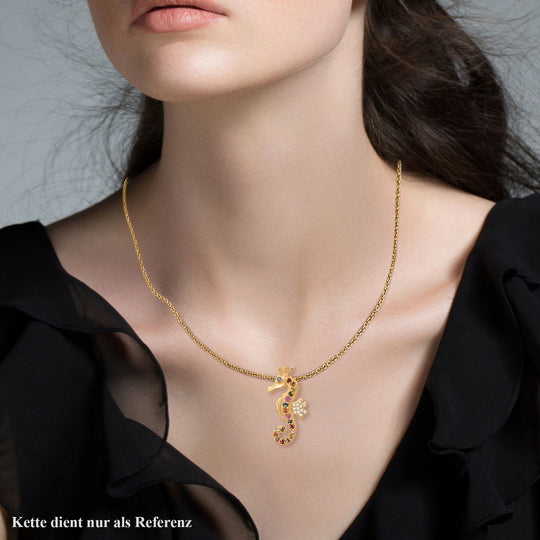D'Joy AA Mehrfarbig Saphir Anhänger 925 Silber 750 Gelbgold Vermeil ca. 0,47 ct.
