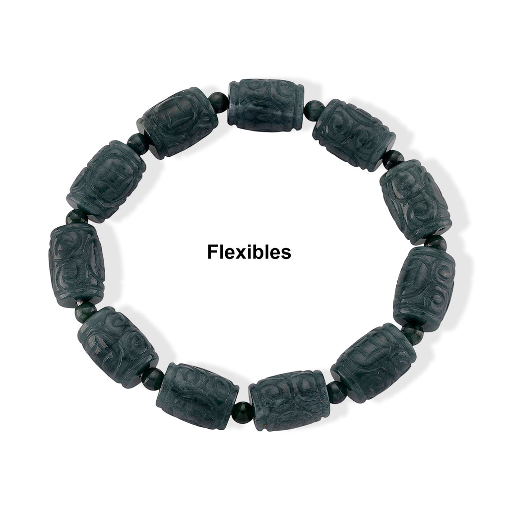 EXTREM SELTEN - Natürlicher Olmek Jadeit Armband, flexibel (ca. 18-19 cm), ca. 210.00 ct