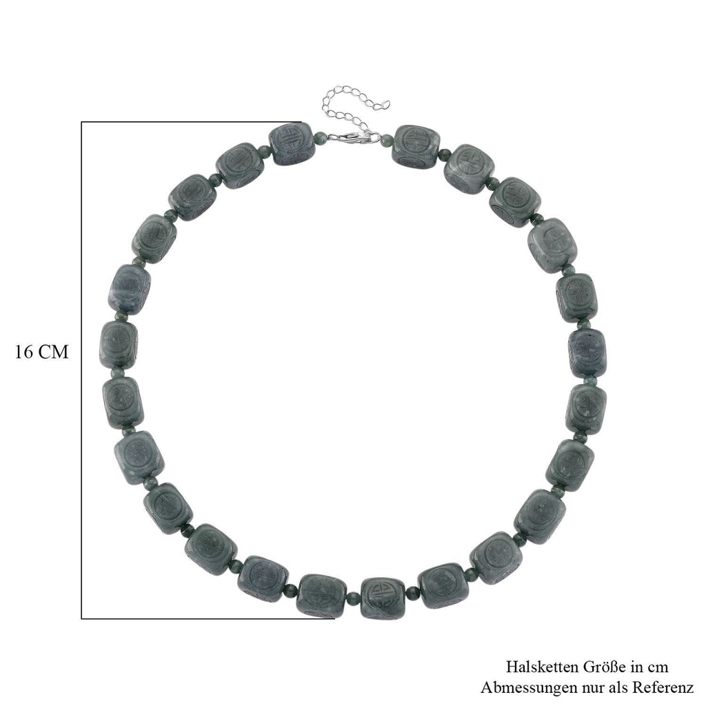 EXTREM SELTEN - D'Joy Natürlicher Olmek Jadeit Halskette, ca. 45 cm + 5 cm Extender, 925 Silber rhodiniert ca. 610.00 ct