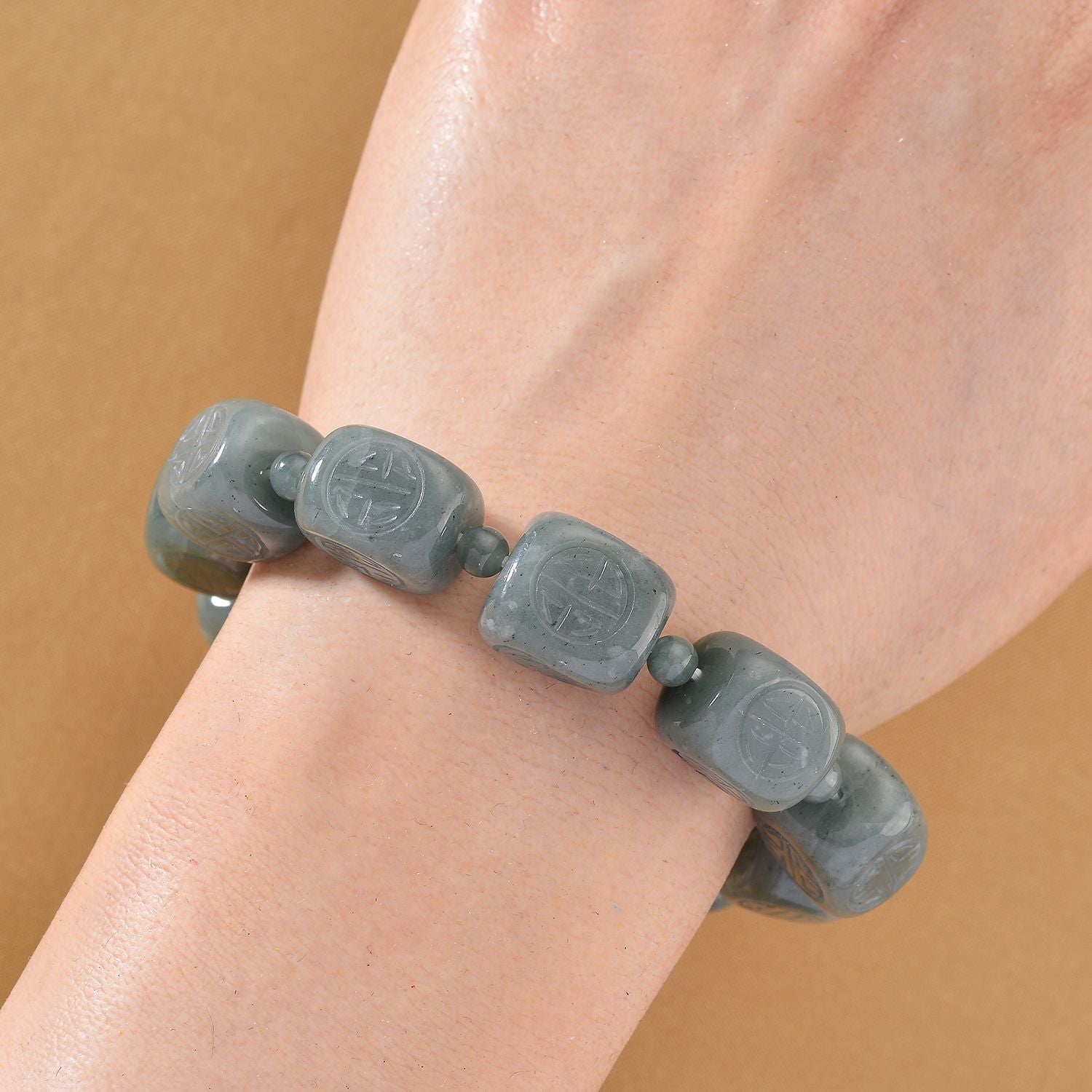 Natürlicher Olmek Jadeit Armband, flexibel (ca. 18 - 19 cm), ca. 300.00 ct