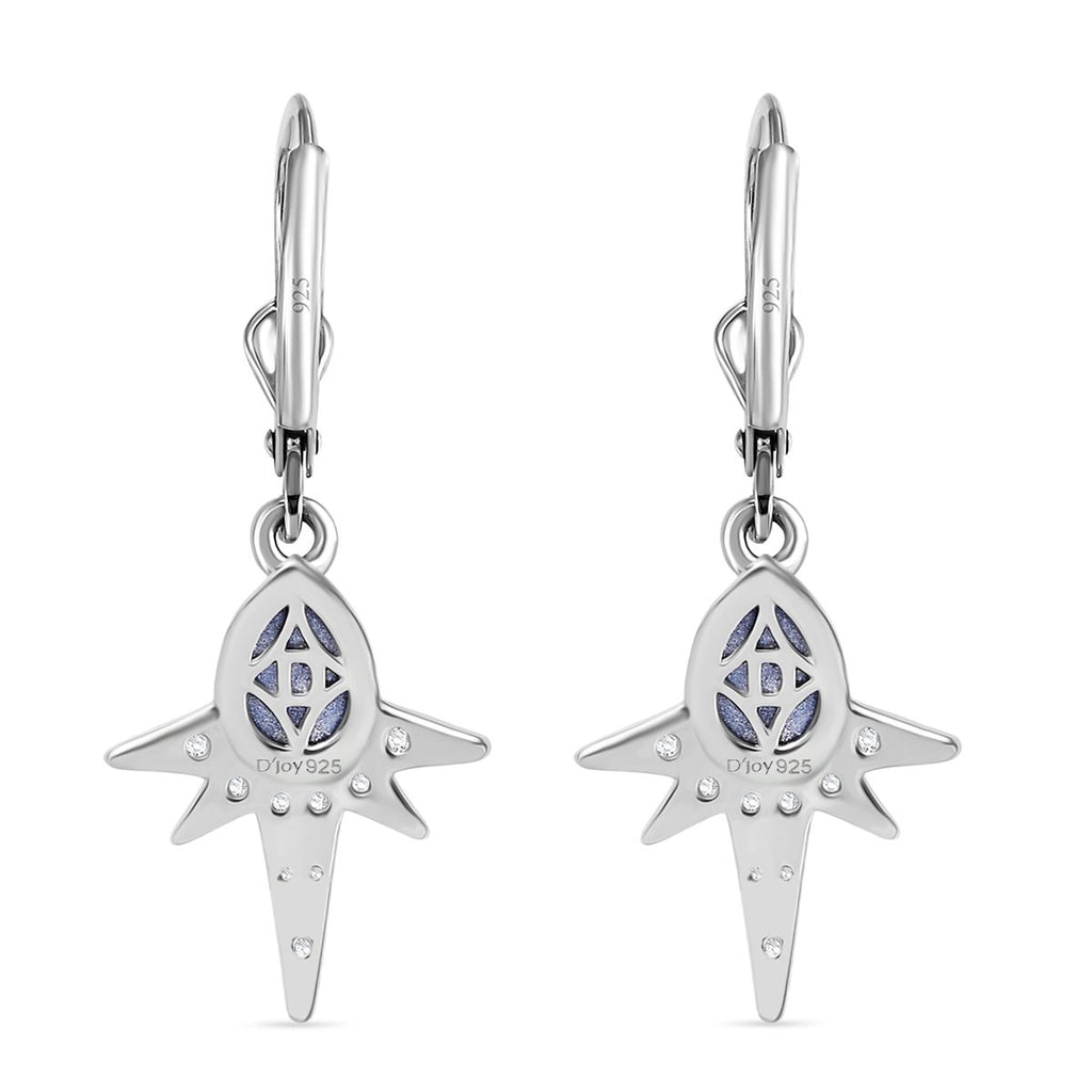D'Joy Aurora Mondstein, Weißer Zirkon Ohrringe 925 Silber rhodiniert ca. 1.94 ct