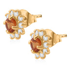 D'Joy AA Orange Saphir, Weißer Zirkon Ohrringe 925 Silber vergoldet ca. 1,30 ct.