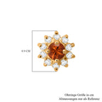 D'Joy AA Orange Saphir, Weißer Zirkon Ohrringe 925 Silber vergoldet ca. 1,30 ct.