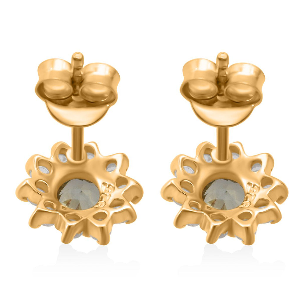 D'Joy AA Grüner Saphir, Weißer Zirkon Ohrringe 925 Silber vergoldet ca. 1,30 ct.