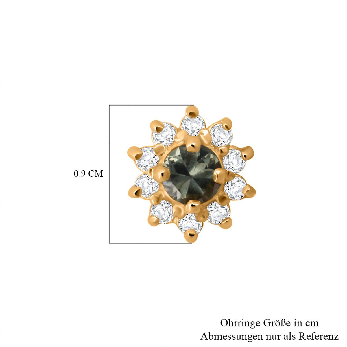 D'Joy AA Grüner Saphir, Weißer Zirkon Ohrringe 925 Silber vergoldet ca. 1,30 ct.