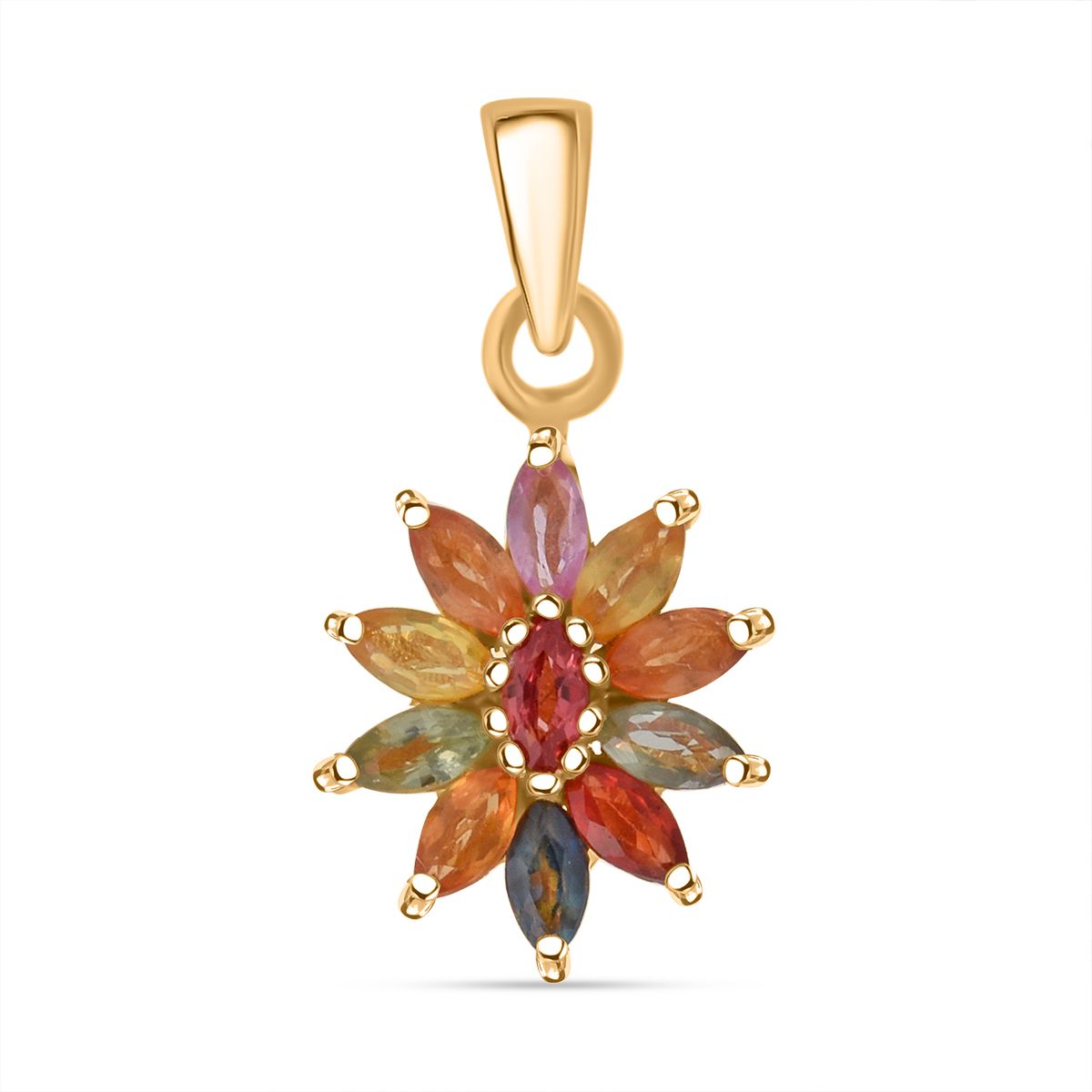 D'Joy Mehrfarbig Saphir, Rosa Saphir Anhänger 925 Silber vergoldet ca. 1,13 ct.