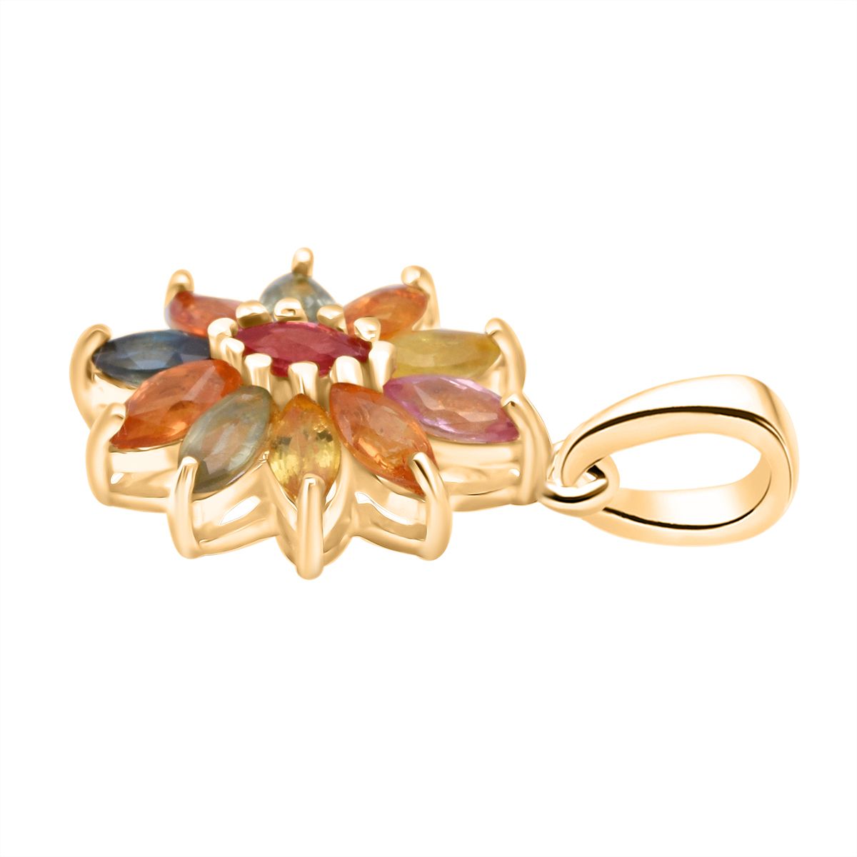 D'Joy Mehrfarbig Saphir, Rosa Saphir Anhänger 925 Silber vergoldet ca. 1,13 ct.