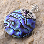 Royal Bali - Abalone Muschel,Afrikanischer Amethyst Anhänger 925 Silber ca. 0.61 ct