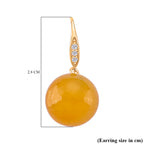 D'Joy Honig Jade, Weißer Zirkon Ohrringe 925 Silber Vergoldet ca. 37.10 ct