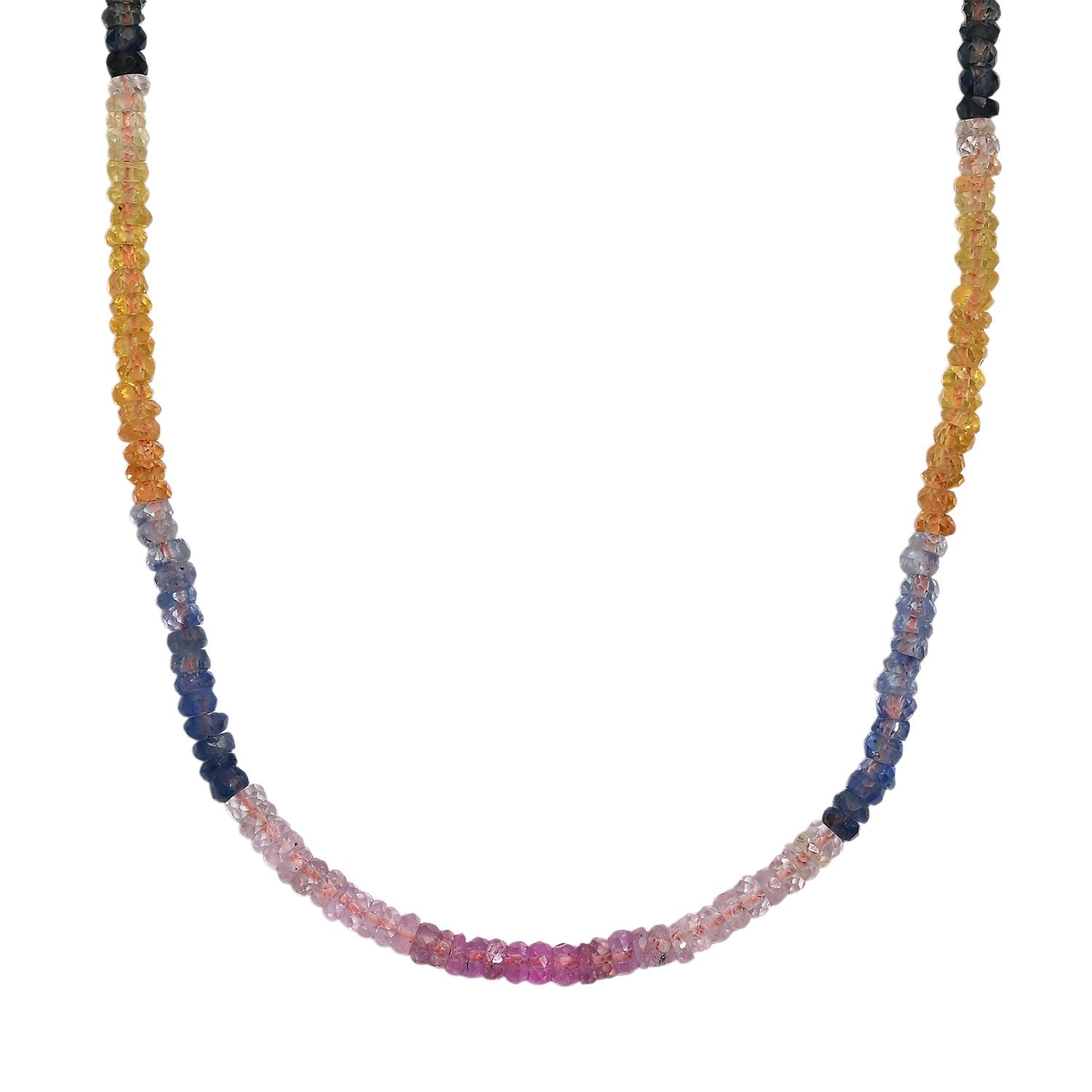 AA Mehrfarbig Saphir Halskette ca. 45 cm 925 Silber rhodiniert ca. 47,00 ct.